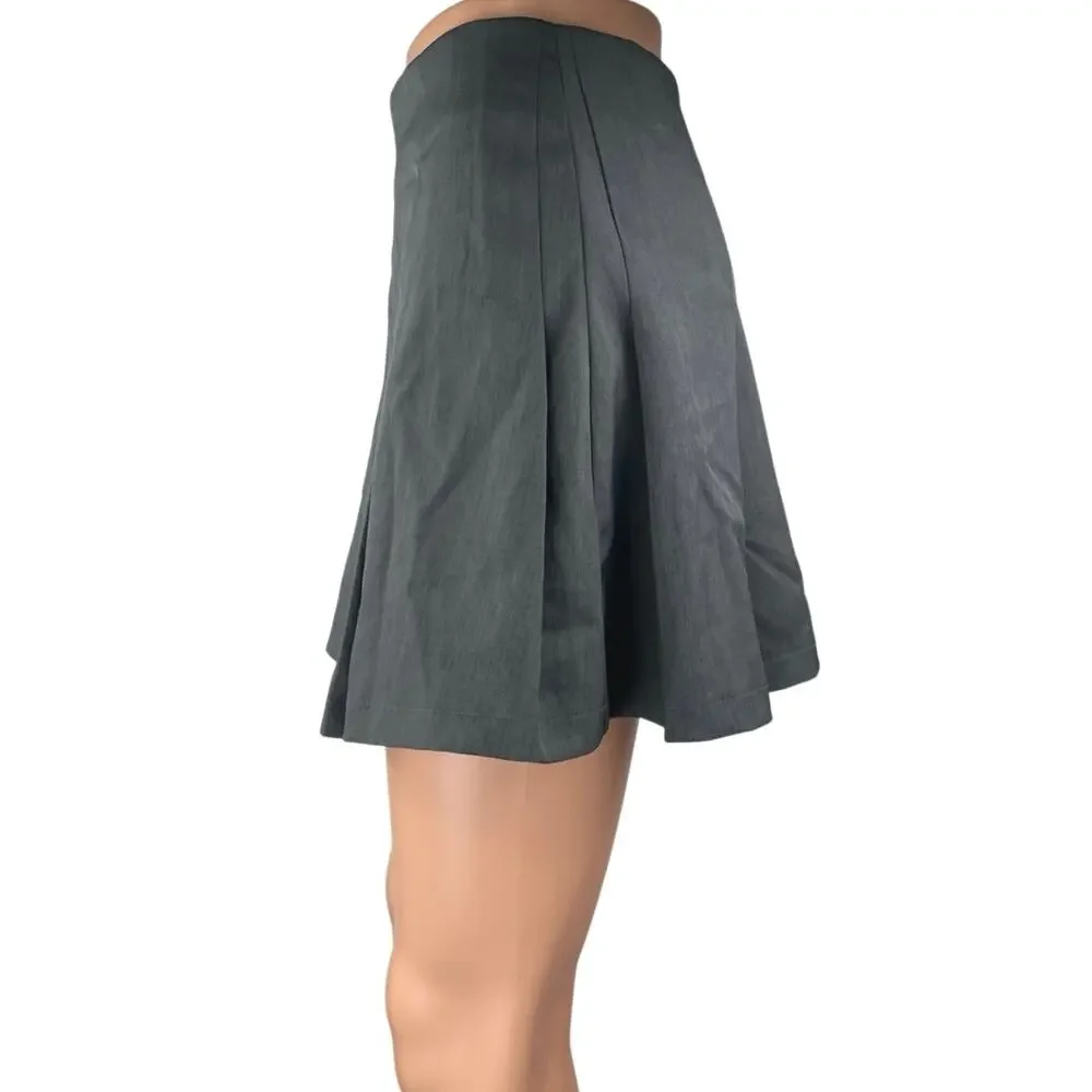 Cider Women's Gray High Waisted Zipper Casual Pleated A Line Mini Skirt Size S